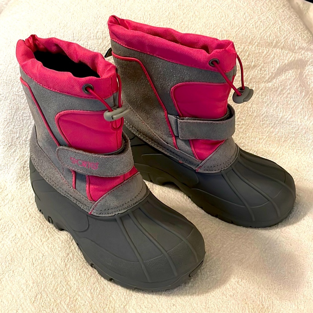 Sporto Girls Size 2 Leather Snow And Rain Boots Insulated
